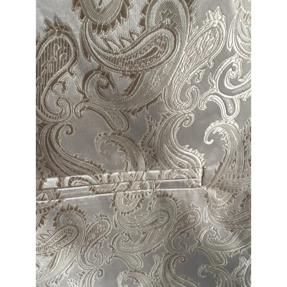 Paisley Jacquard Men's Formal Waistcoat Vest Champagne Ivory Old Money Academia